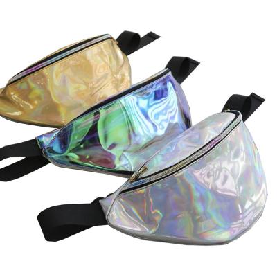 China Ladies Casual Fanny Pack Bum Bag Holographic Shiny PVC Waist Bag Women Summer Style Ladies Casual Fanny Pack Bum Bag for sale