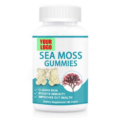 China Wholesale Vegan Anti Aging Private Label Organic Irish Sea Moss Gummy Bears For Detox Clears Skin & Support Joins Immune Energy for sale