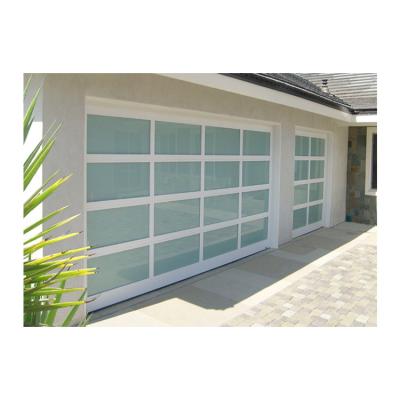 China Heat Insulation Customized Frosted Glass Garage Door Remote Control Aluminum Single Obscure Glass Door for sale