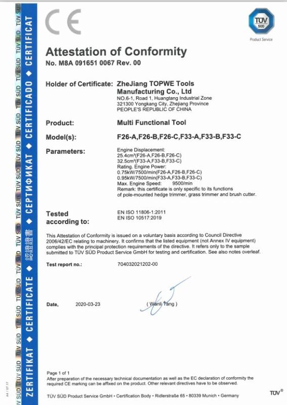 CE - Zhejiang Topwe Tools Manufacturing Co., Ltd.