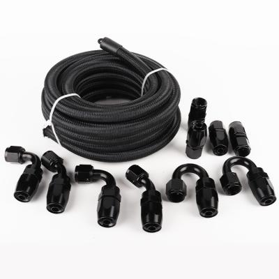 China 20 FT 3/8CPE Nylon Braided Fuel Hose Stainless Steel Hose Kit With 10 Rotary AN10 Connectors for sale