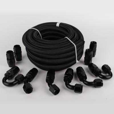 China Automotive Spare Parts 16 FT 3/8CPE Fuel Hose Nylon Braided Stainless Steel Hose Kit With 10 Rotary AN10 Connectors for sale