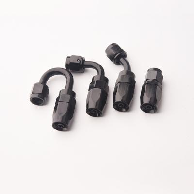 China Automotive Spare Parts Custom 180 Degree An4 An6 An8 An10 Swivel Pipe Ends Aluminum Fittings Black for sale