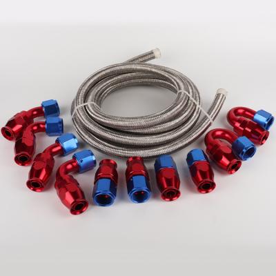 China A Series Nylon Braided Stainless Steel Fuel Line Fittings Hose End Adapter Kit for sale