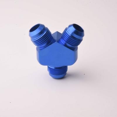 China Y-Block Three Way Automotive Fuel Oil Spare Parts Adapter Flare Male Line Fitting One Coupling for sale