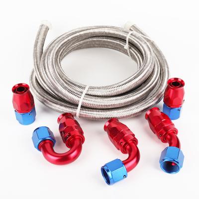 China Nylon An6 An8 An10 16 Ft 304ss Stainless Steel Braided Ptfe Oil Pipe / Rubber Fuel Hose Kit And Gaskets for sale