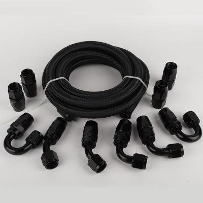 China Nylon Black Nylon cover Stainless Steel Braided PTFE Fuel Hose end oil Line fittings Kit for sale