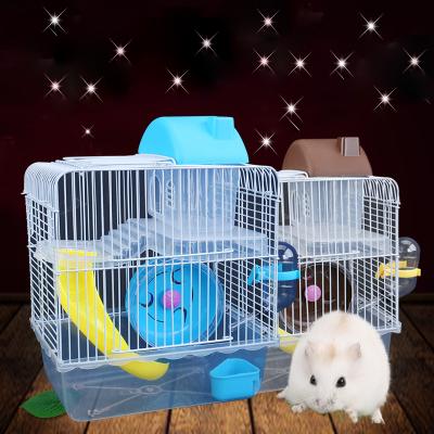 China Breathable Luxury Large Foldable Carrier Double Platform Floor Castle Villa Hamster Nest Crate Portable Pet Hamster Cage for sale