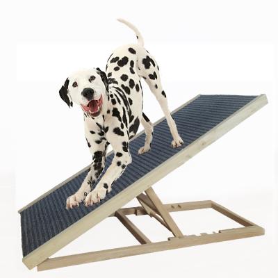 China Customized Viable Height Adjustable Foldable Pet Stairs Railings Wooden Dog Ramp For Dog for sale