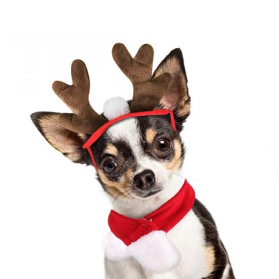 China Sustainable Christmas Decorations Pet Clothes Cat Dog Santa Antlers Headband Merry Christmas New Year Christmas Gifts for sale