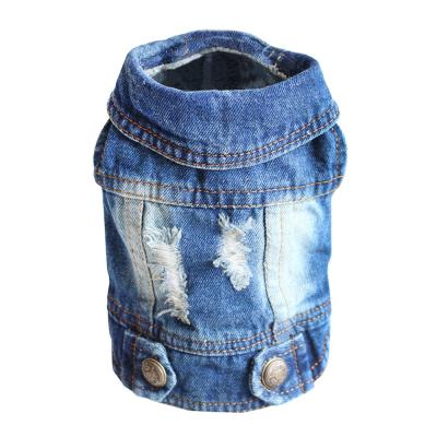 China Viable Blue Denim Coat Dog Jeans Jacket Lapel Dogs Medium Small Dog Vests Fashions Pet Clothes for sale