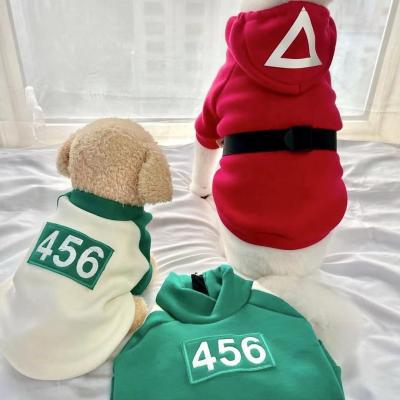 China 2021 Sales Hot Viable 456 Cat Hoodie Squid Game Halloween Pet Cosplay Apparel Party Equipment Dog T-shirt for sale