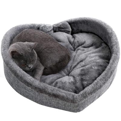 China Waterproof Ultra Soft Short Washable High Resilience PP Cotton Anti-Slip Plush Heart Pet Bottom Bed for sale