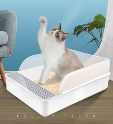 China Cat Litter Box Splash Resistance Partially Enclosed Cat Toilet Air Freshener Viable Pet for sale