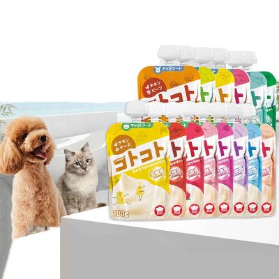 China Hot Selling Animal Supplies Sustainable Cat Lick Treats Snacks Food 100g Pouch Delicious Pet Food for sale