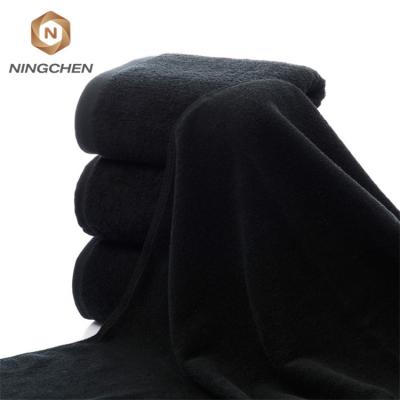 China OEM Cotton Bath Towels 100% Cotton High End Thick QUICK DRY Bleach Proof 100% Terry And Fluffy Black Towel For Living Room for sale