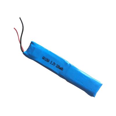 China china pocket pack 3.7v 320mAh 601260 battery cells Li ion rechargeable Li-polymer battery, lithium ion lipo lithium nmc battery 6.0*12*60mm for sale