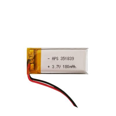 China Rechargeable Battery Cell Li Ion 3.7v 180mAh Li-Polymer Battery,Lithium Ion Pocket 351839 Lipo NMC Pocket Cell Battery 3.5*18*39mm for sale