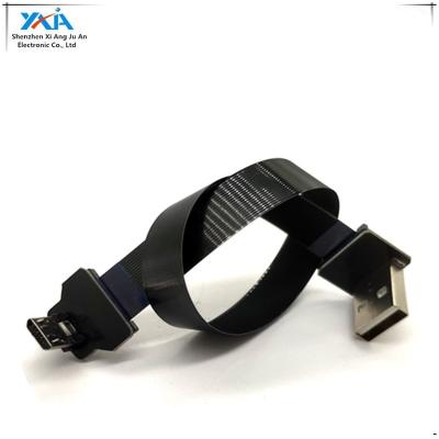 China Electronic Type C Cable FFC USB Flat Thin Ribbon Fpv Cable Micro USB 90 Degree To Standard USB A For FPV Gimbal for sale