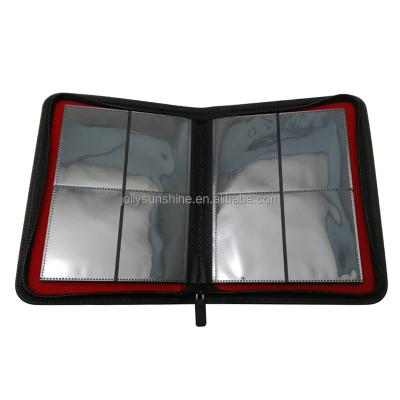 China Recycle 4 Pocket A4 Zipper PU Leather Card Binder For MTG Game Collection for sale