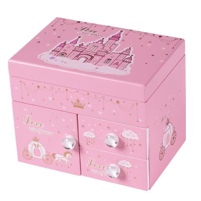 China Wholesale Online Luxury Wooden 1 Drawer Door Castle Series Jewelry Box Luxury Music Box for sale