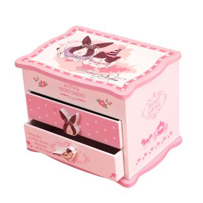 China Low Price Wooden Customize 2 Drawer Gift Jewelry Box With Customize Logo And Mirror for sale