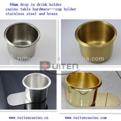 China Drop In Style 66mm Stainless Steel Drop In Drink Holder Poker Table Cup Holder for sale