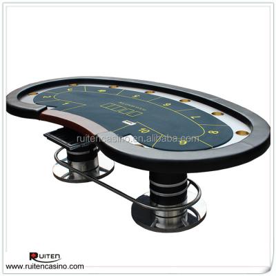 China Texas Hold'em Table Bean Texas Hold'em Poker Table with Column Pedestal Leg with Foot Rail for sale