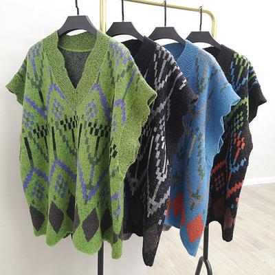 China Factory custom women anti-pilling anti-pilling vest fashion jacquard fashion jacquard mohair blended sweater knit crop top for sale