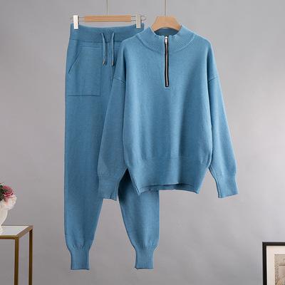 China Winter QUICK DRY Custom Round Sweater Factory Link Loose Harem Pants Suits Russian Sweater Two Piece Set for sale