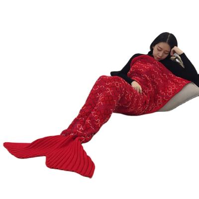 China Wholesale Custom Multicolor Mermaid Tail Blanket Flame Retardant Crochet Knitted Crocheted Clolor Mermaid Tail Blanket For Adult for sale