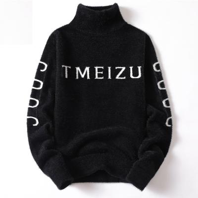 China Factory Custom Logo Anti-pilling Men's Turtle Neck Knit Sweater Basic Shirt Mens Solid Color Large Size Nylon Fuzzy Sweater for sale