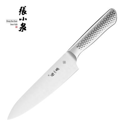 China Sustainable 8 Inch Stainless Steel Kitchen Chef Knife With Hammered Pattern Hollow Handle for sale