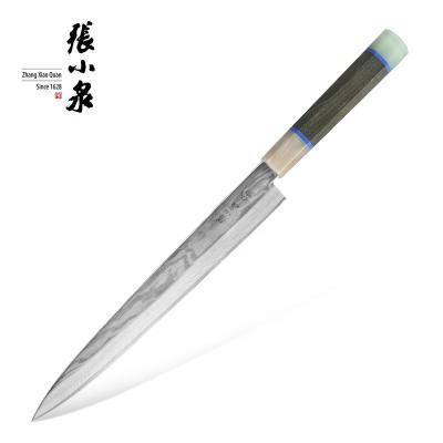 China Expensive Damascus core vg10 Buffalo horn sushi knife high viable normal quality sashimi knife for sale