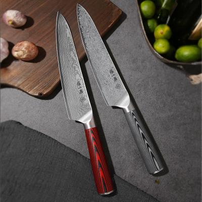 China Real Vg10 Disposable 67 Layers Damascus Steel 2 PCs 8 Inch Chef Knife Set With Gift Box for sale