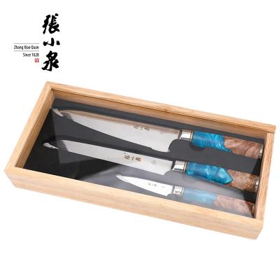 China Sustainable Damascus Knife Set With Wooden Box Acrylic Japanese Damascus Chef Knife Set for sale