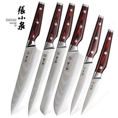 China Zhang Xiaoquan 6 Pcs Viable VG10 Damascus Knife Series Japanese Kitchen Knife Set for sale