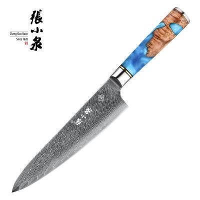 China Sustainable gyuto knife handwork tool stabilized wooden damascus knife chef kiritsuke for sale