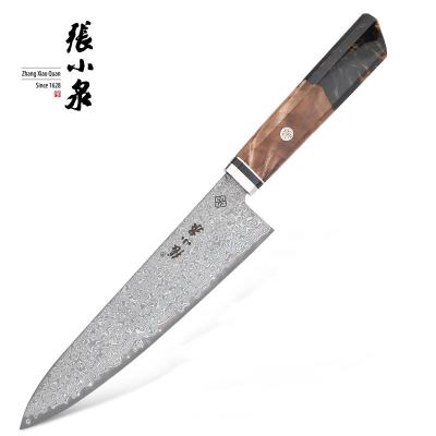 China Viable Handmade Forged Wood Chef Knife Resin Handle Damascus Knife Handle Chef Knife for sale