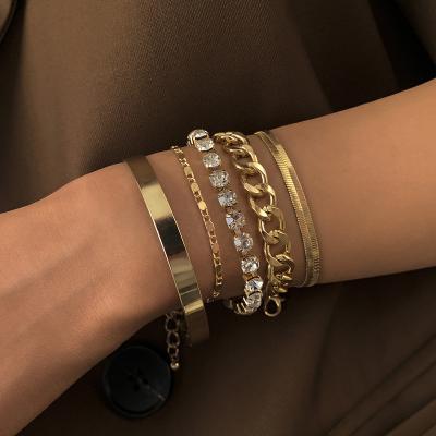 China FASHIONABLE Barlaycs 5 Pcs Bracelets Set Luxury Rhinestone Bracelets & Bangles 2022 For Women Charm Bracelet for sale