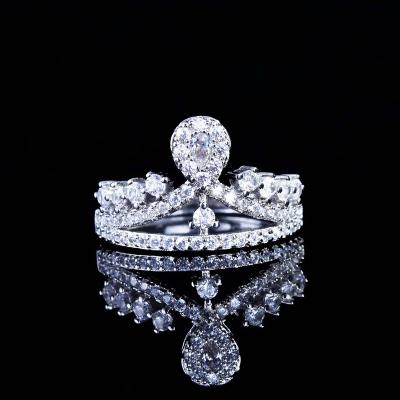 China Hiphop Barlaycs 2022 Luxury Wedding Rings Rhinestone Crown Diamond Jewelry Wholesale Fashion Romantic Crystal Women Engagement Ring for sale