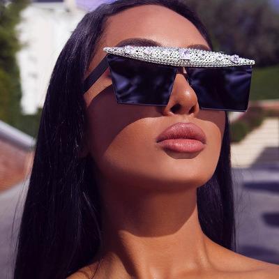 China 2021 Fashion Sun Glasses Summer Brand Designer Big Square Sun Glass Shades Trendy Oversized Faux Stone Sunglasses for sale