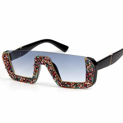 China Fashion Square Oversized Crystal Rhinestone Women Sunglasses Vendor Vintage Big Frame Unique Luxury Brand Barlaycs 2021 Fashion Sun Glasses for sale