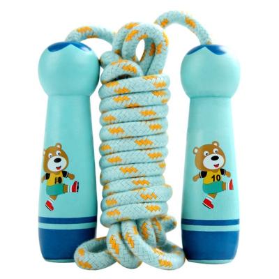 China Durable Multiple Colors Cartoon Adjustable Lightweight Jump Rope For Kid Children Students Skipping Skipping Rope With Wooden Handle for sale