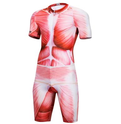 China Antibacterial Mens Cycling Tank Top Set Short Sleeve Muscle Triathlon Suit One Piece With Gel Pad Outdoor Sportswear Bike Wear Top for sale