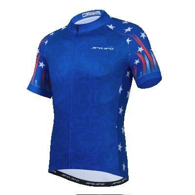 China Antibacterial Mens Cycling Tank Top Quick Dry Mountain MTB Top Blue Zipper Pockets Reflective Cycling Shirts for sale