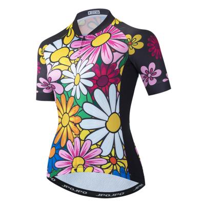 China Breathable Women Cycling Pro Jersey 2022 Clothing Team Short Sleeve Flower MTB Bike Breathable Cycling Shirts for sale