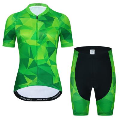 China Breathable Women's Summer Cycling Clothes Suit Road Green Bike Tank Top Set Bicycle Equipment MTB Shorts Shirt Clothing for sale