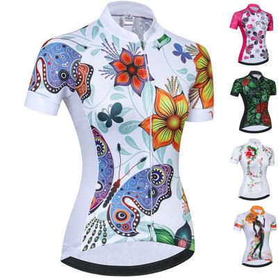 China Antibacterial Thoughtful Women Cycling Tank Top Sleeve MTB Zipper Bicycle Shirt Full Short Bike Clothing Tops Maillot Ropa Ciclismo White for sale