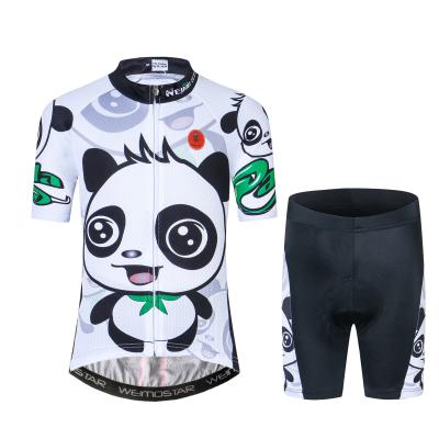 China New Antibacterial Cartoon Kids Cycling Jersey OEM Sets Short Sleeve Breathable MTB Cycling Uniforms Dry Bicycle Quick Shirt for sale